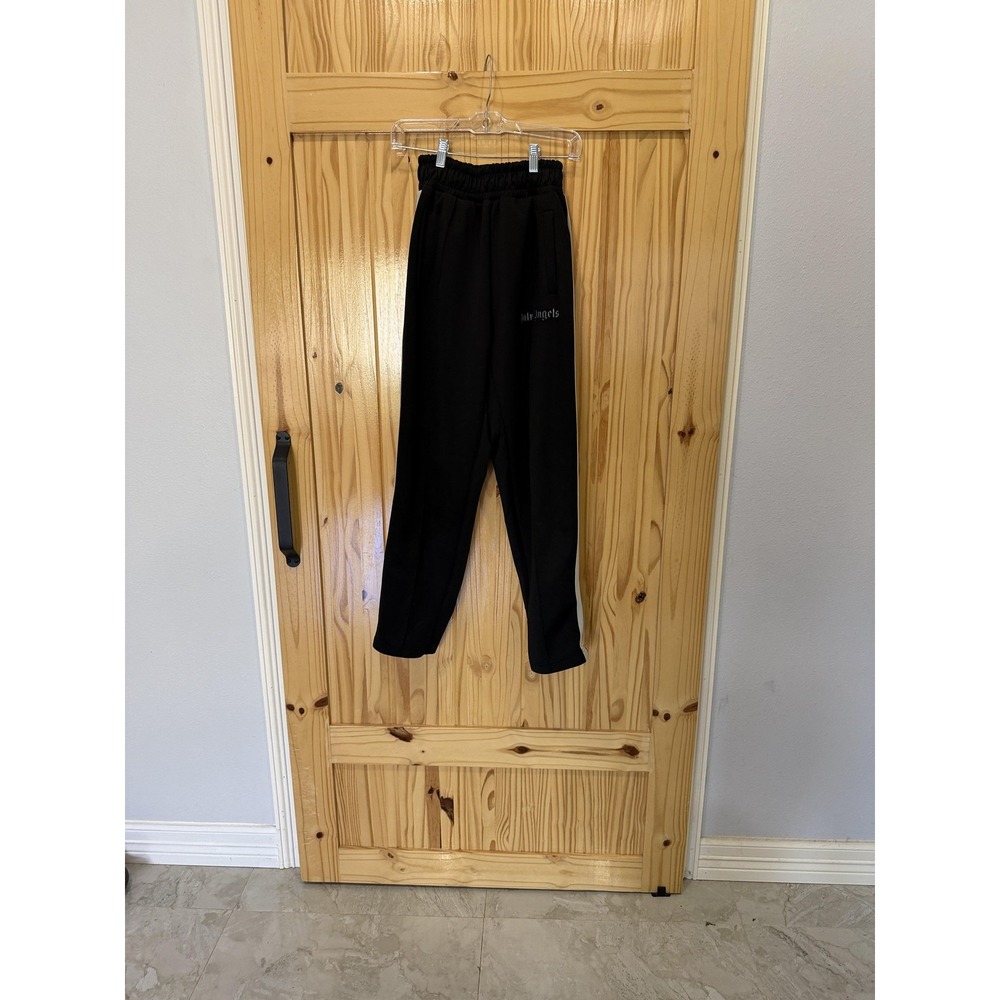 Palm Angels Track Pants Mens Medium Black Side Stripe Zip Ankle Athletic Logo